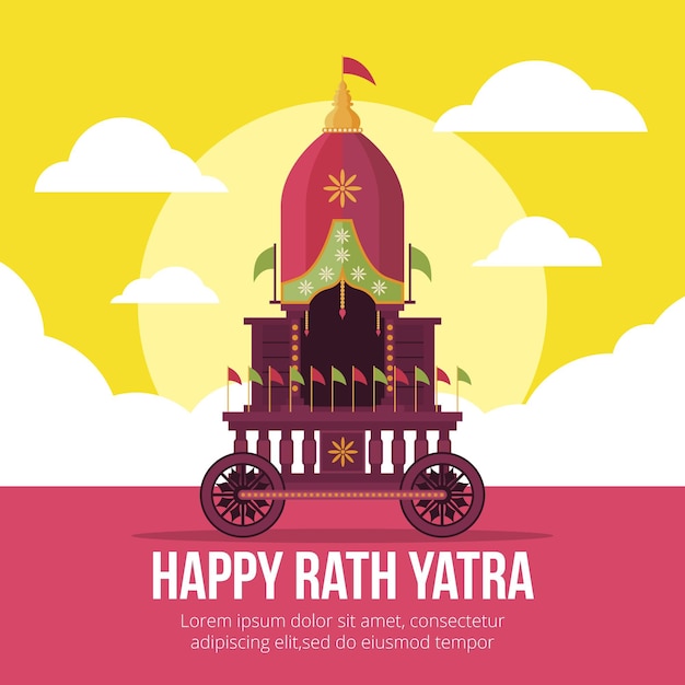 Vecteur gratuit illustration de rath yatra plat