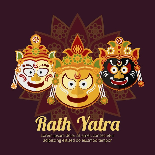 Vecteur gratuit illustration de rath yatra plat