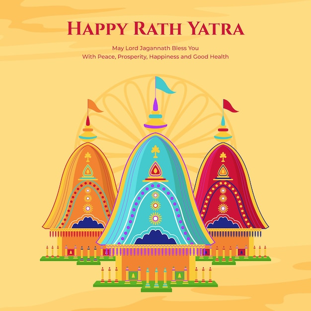 Vecteur gratuit illustration de rath yatra plat