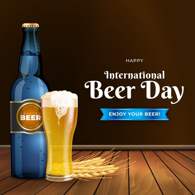 Illustration réaliste de la célébration de la journée internationale de la bière