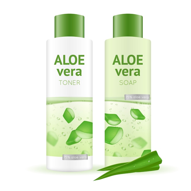 Vecteur gratuit illustration réaliste de cosmétiques aloe vera