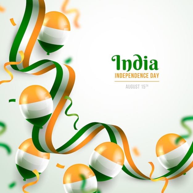 Illustration réaliste de la fête de l'indépendance de l'Inde