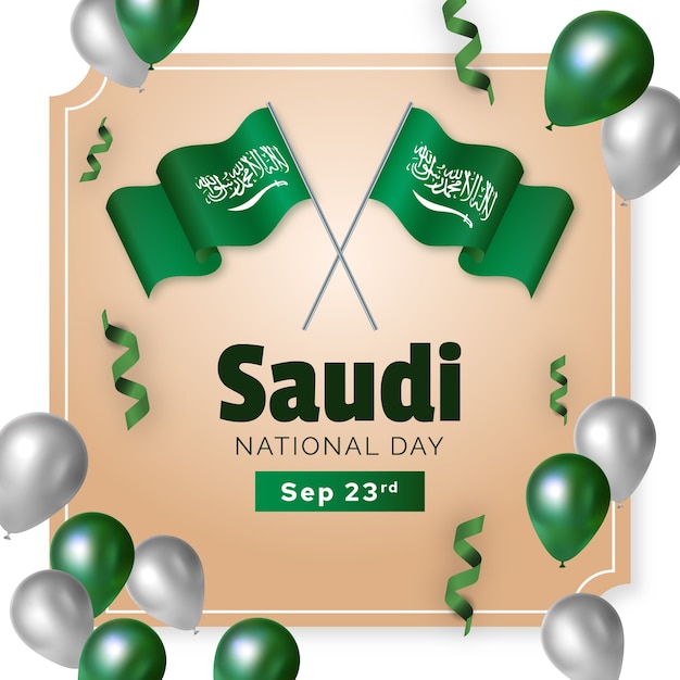 Vecteur gratuit illustration réaliste de la fête nationale saoudienne