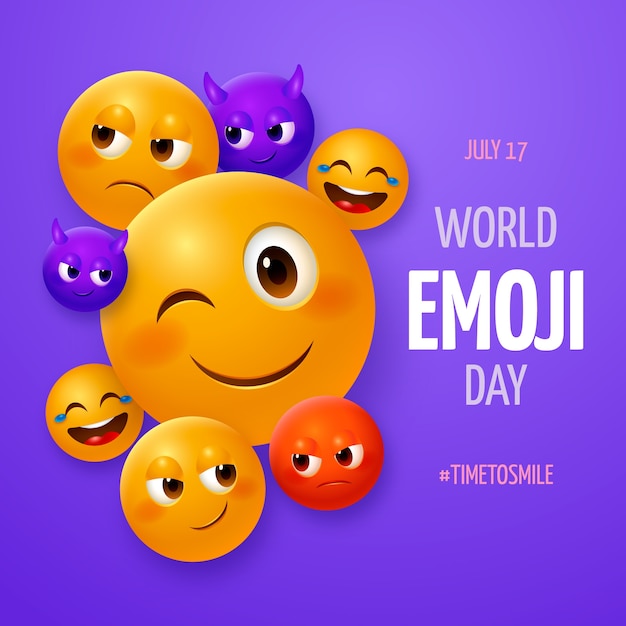 Vecteur gratuit illustration réaliste de la journée mondiale des emoji