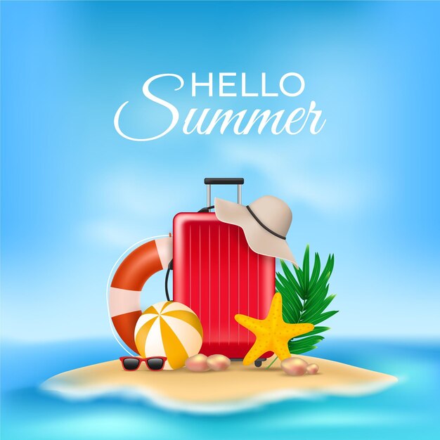 Bonjour Citation De Lettrage D Ete Vacances Et Vacances Tropicales Vecteur Premium