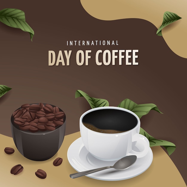 Illustration Réaliste Pour La Célébration De La Journée Mondiale Du Café