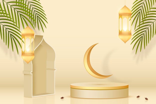 Illustration réaliste de ramadan kareem en trois dimensions