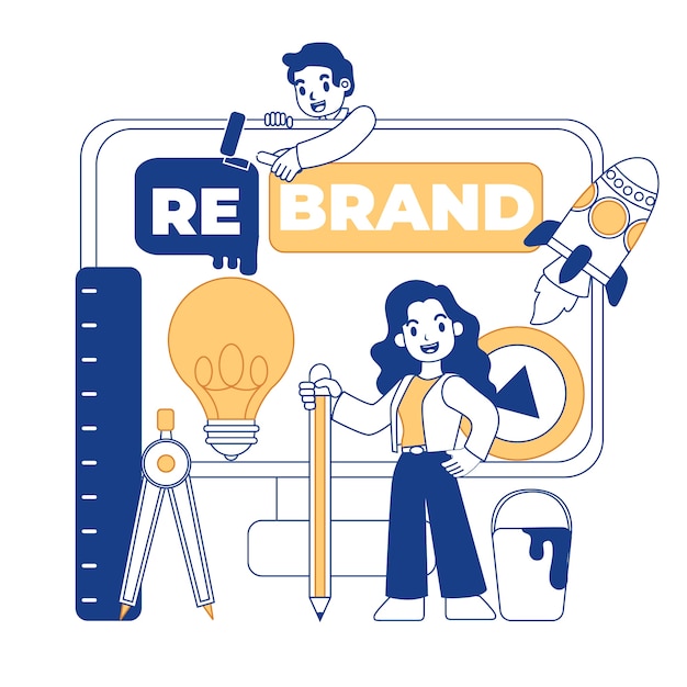 Illustration de rebranding dessinée à la main