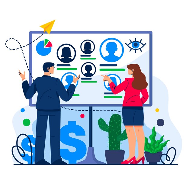 Illustration de recrutement à distance dessinée à la main