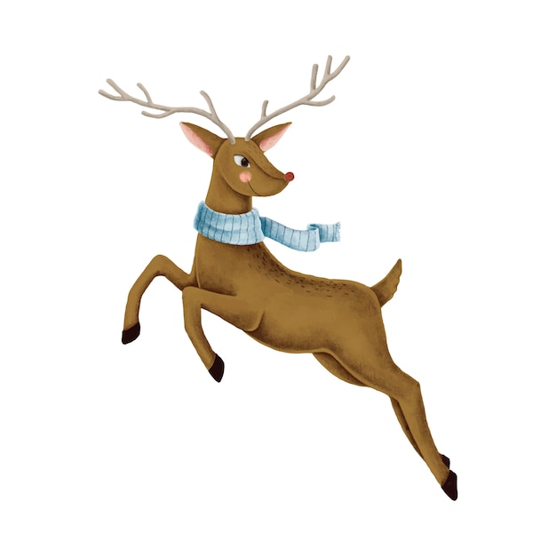 Illustration de renne sautant nez rouge
