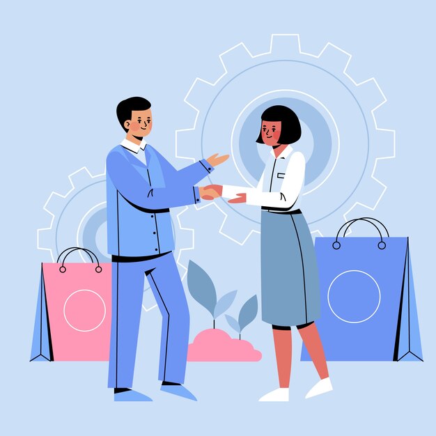 Illustration de représentant des ventes design plat dessiné à la main