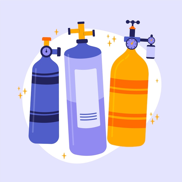Illustration de réservoir d'oxygène design plat