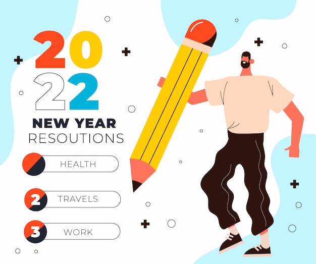 Illustration Des Résolutions Du Nouvel An à Plat