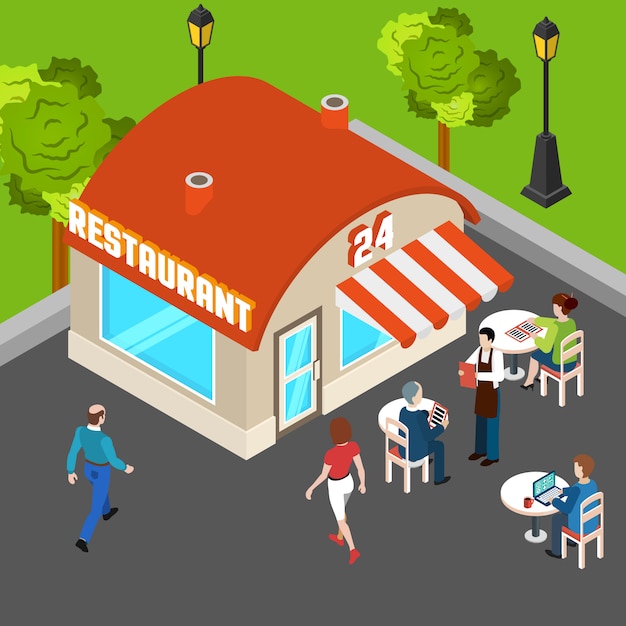 Illustration De Restaurant Isométrique