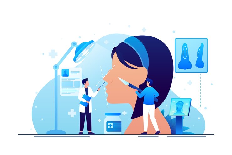 Vecteur gratuit illustration de rhinoplastie dégradée