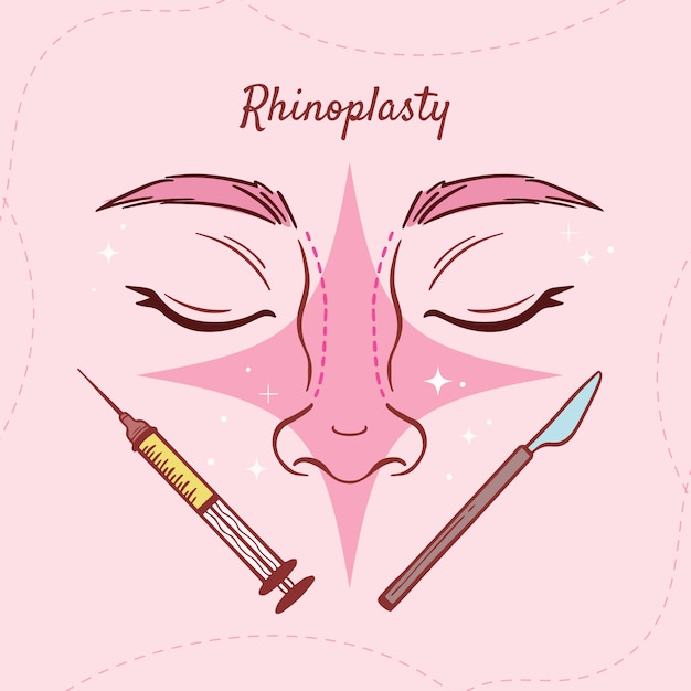 Vecteur gratuit illustration de rhinoplastie dessinée à la main