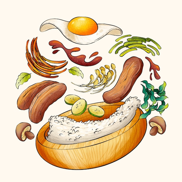 Illustration de riz dessiné à la main