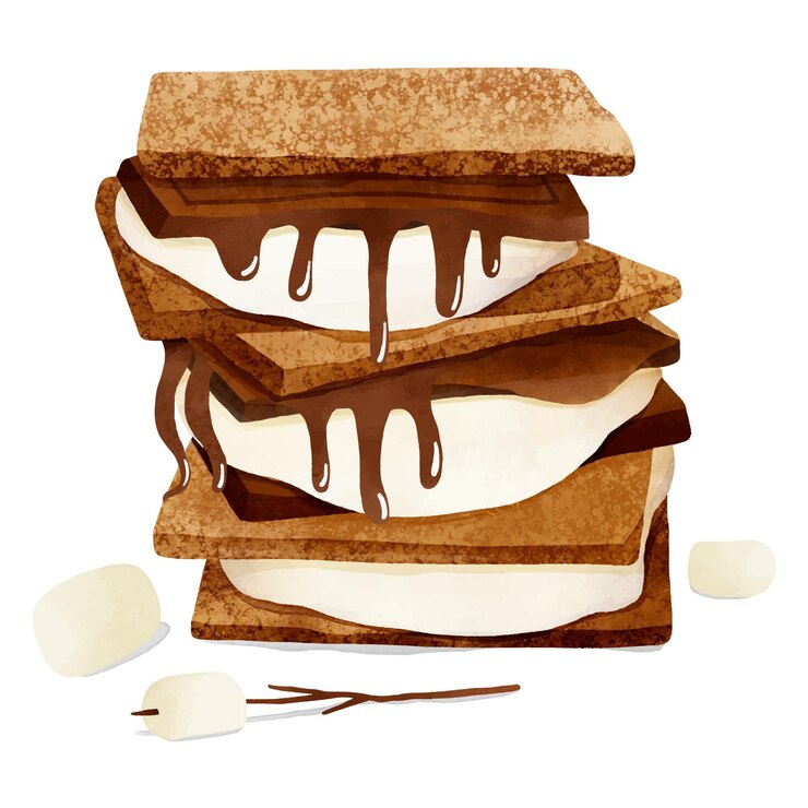 Vecteur gratuit illustration de s'more à l'aquarelle peinte à la main