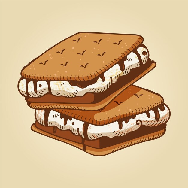 Illustration de s'more délicieux dessiné à la main