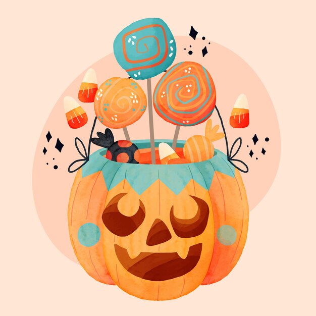 Illustration de sac halloween aquarelle