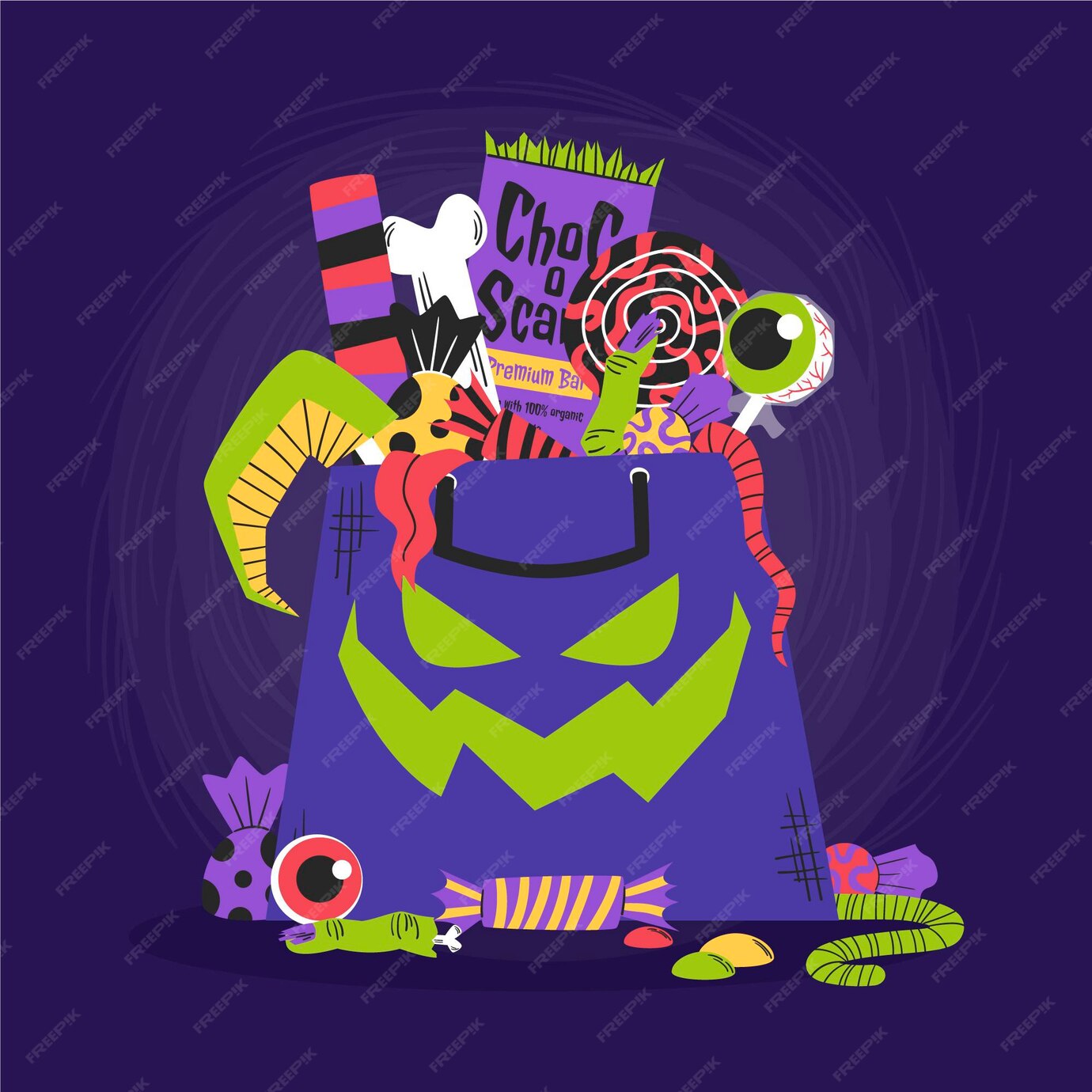 Illustration De Sac Halloween Dessiné à La Main Vecteur Gratuite