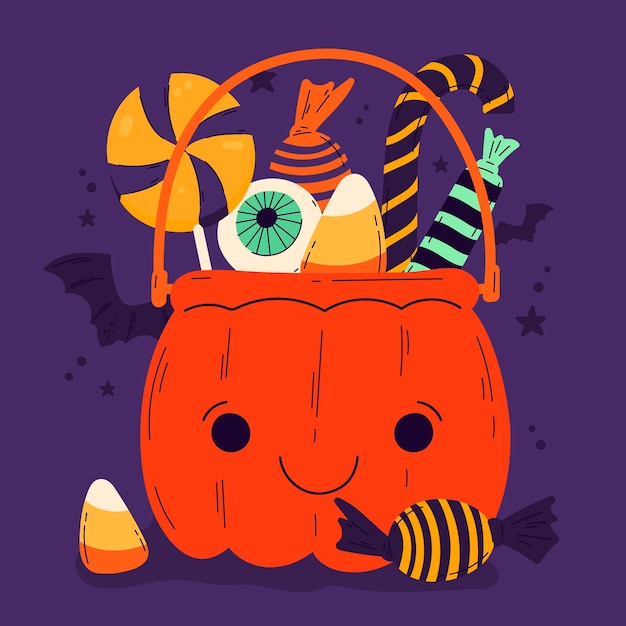 Illustration De Sac Halloween Plat Dessiné à La Main