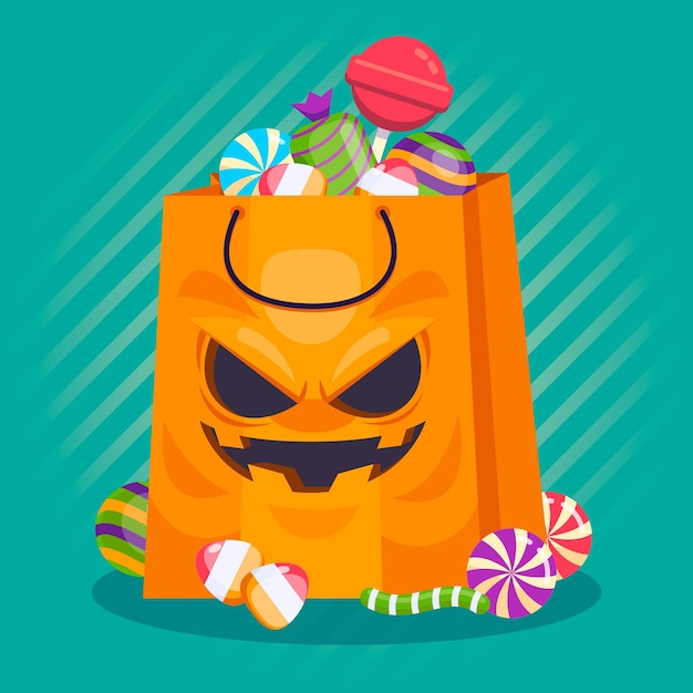 Vecteur gratuit illustration de sac plat halloween