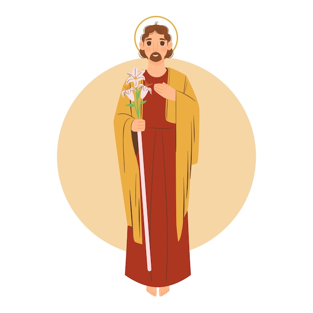 Vecteur gratuit illustration de saint joseph dessinée à la main