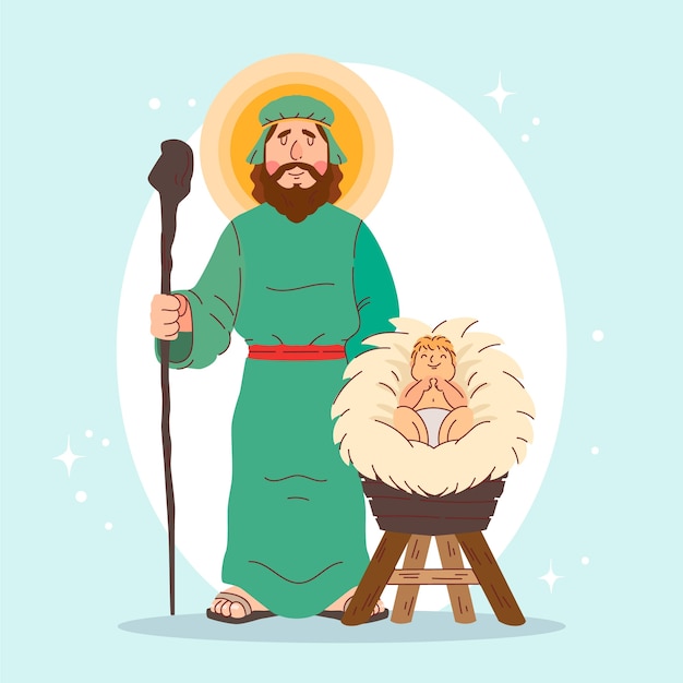 Vecteur gratuit illustration de saint joseph dessinée à la main