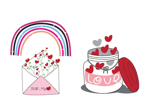 Illustration De La Saint-valentin De L'élément De Douche De Bébé Design Plat Mignon Pour Les Enfants