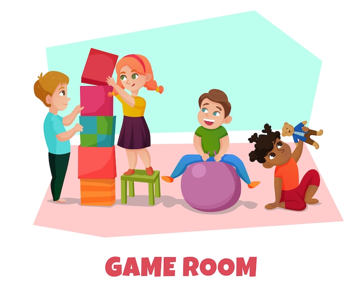 Vecteur gratuit illustration de la salle de jeux