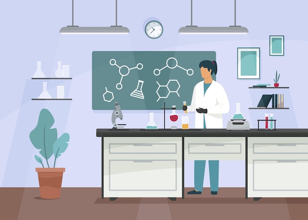 Illustration De La Salle De Laboratoire Plat