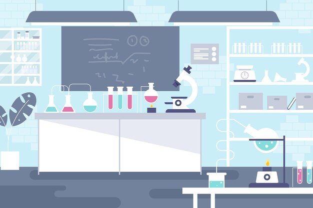 Illustration de la salle de laboratoire plat