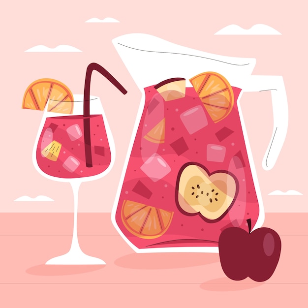 Vecteur gratuit illustration de la sangria dans un style dessiné à la main