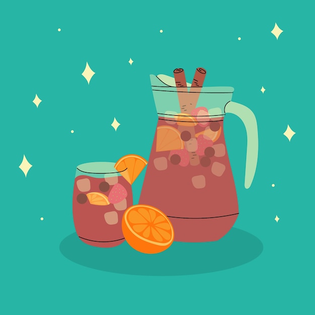 Vecteur gratuit illustration de la sangria dans un style dessiné à la main