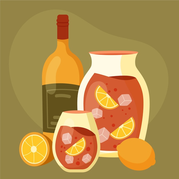 Vecteur gratuit illustration de la sangria dans un style dessiné à la main