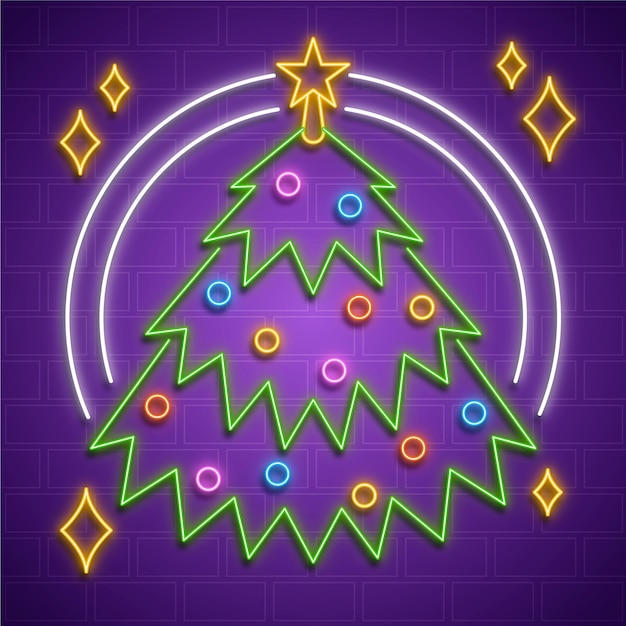 Illustration de sapin de Noël au néon