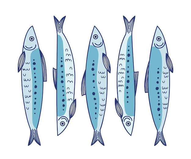 Vecteur gratuit illustration de sardines dessinées à la main