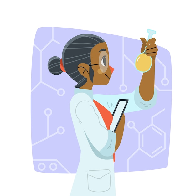 Vecteur gratuit illustration de scientifique féminin coloré