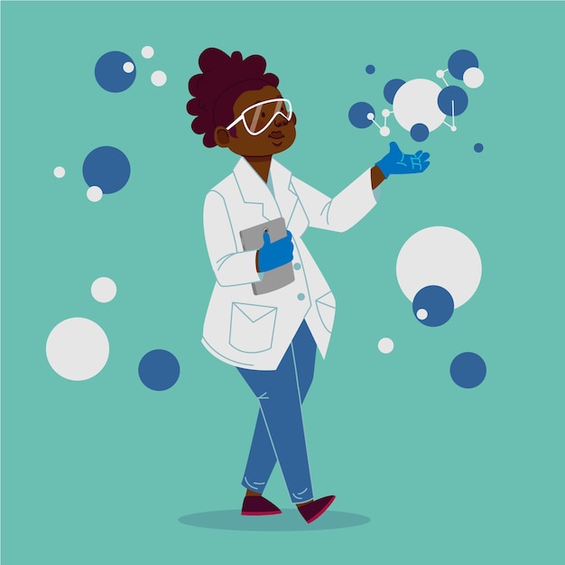 Vecteur gratuit illustration de scientifique féminin
