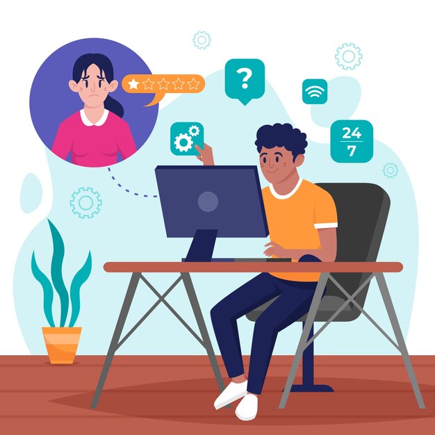 Illustration de la semaine du service client plat