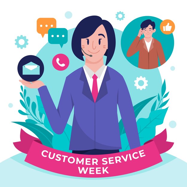Illustration de la semaine du service client plat