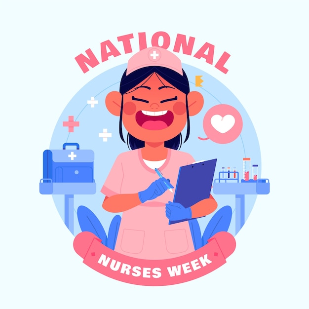 Vecteur gratuit illustration de la semaine nationale des infirmières à l'appartement
