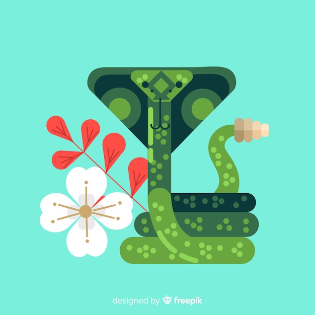 Illustration de serpent plat coloré