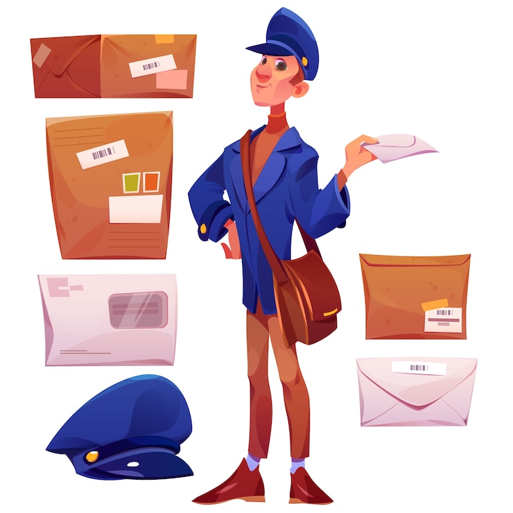 Vecteur gratuit illustration de service postal dessiné à la main