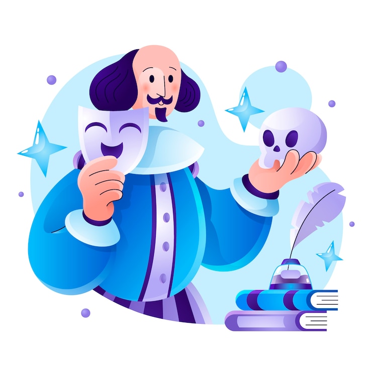 Vecteur gratuit illustration de shakespeare dégradé