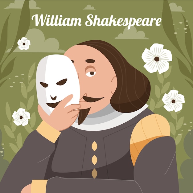 Vecteur gratuit illustration de shakespeare design plat