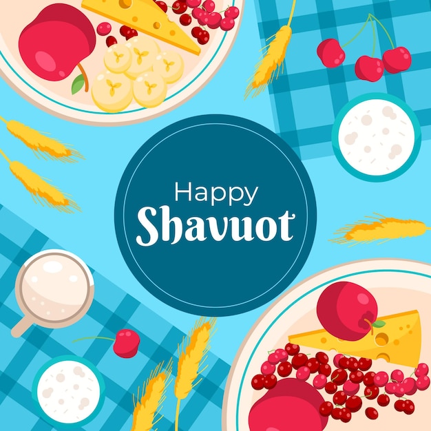 Vecteur gratuit illustration de shavuot plat