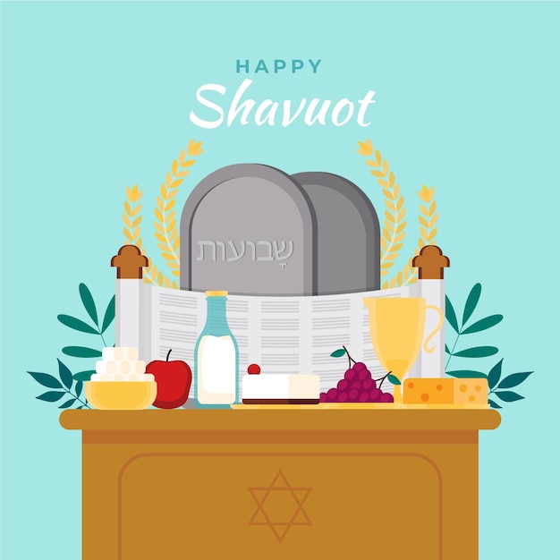 Vecteur gratuit illustration de shavuot plat