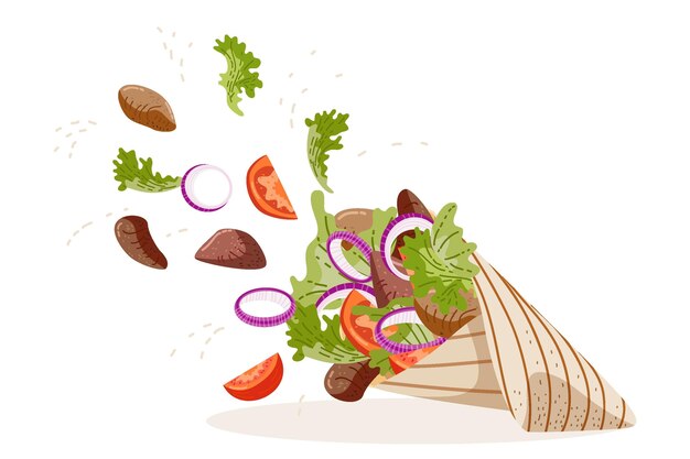 Illustration de shawarma nutritif design plat